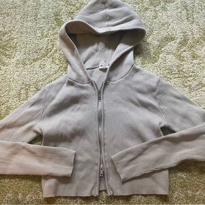 brandy melville light green double zipper hoodie